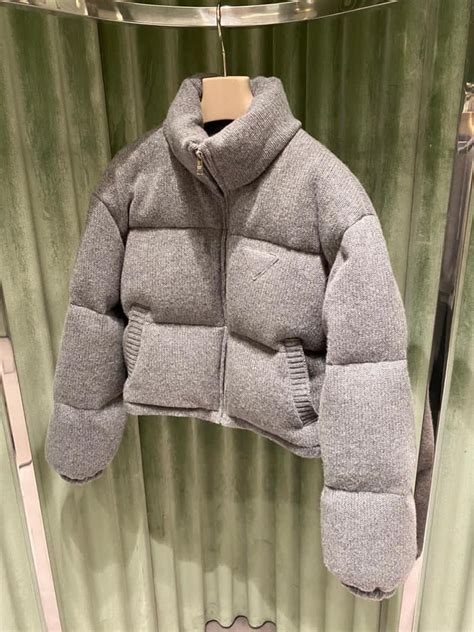 prada oversized puffer jacket|Prada cashmere puffer jacket.